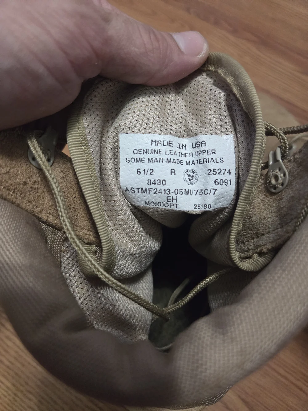 US Military Hot Weather Combat Boots Coyote Tan Suede Leather EH USA Size 6.5R